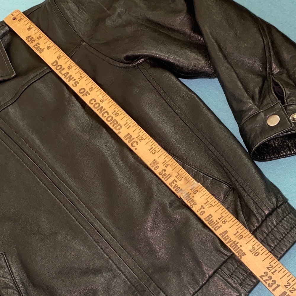 CHEROKEE leather zip up long sleeve 2 pockets derby jacket coat black size M - Picture 9 of 11